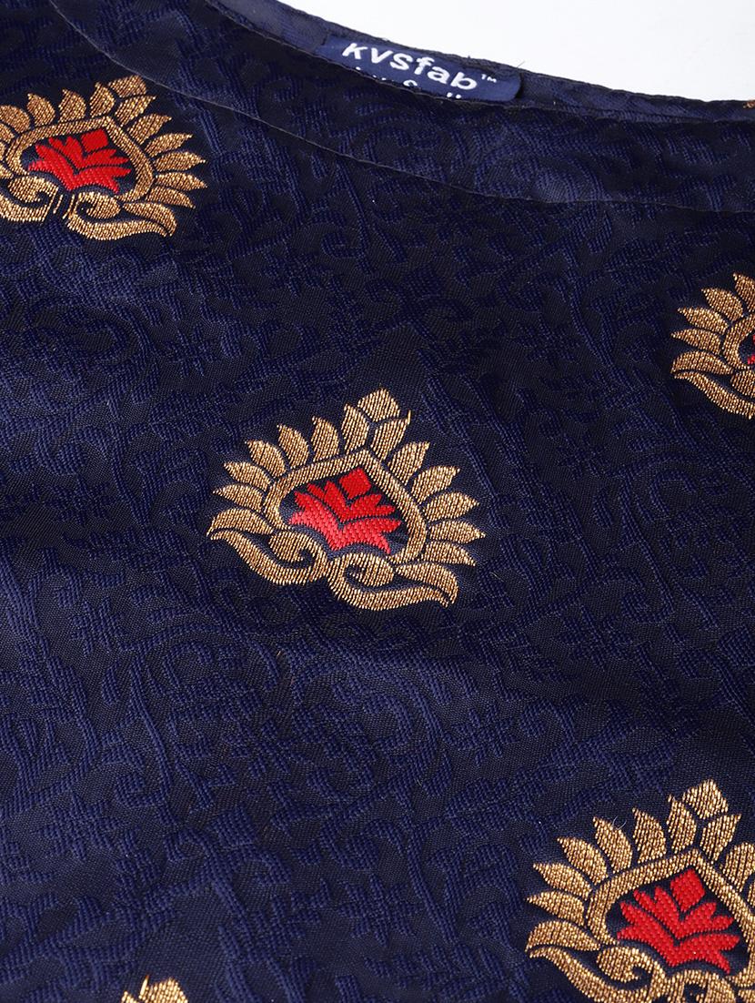 blue silk straight pant suits unstitched suit - 17569526 - Zoom Image - 5