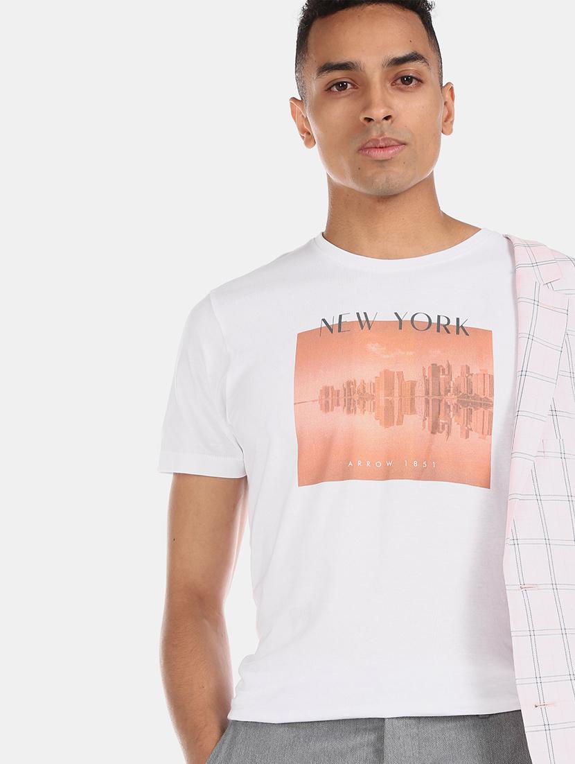 white printed t-shirt - 17570030 - Zoom Image - 3