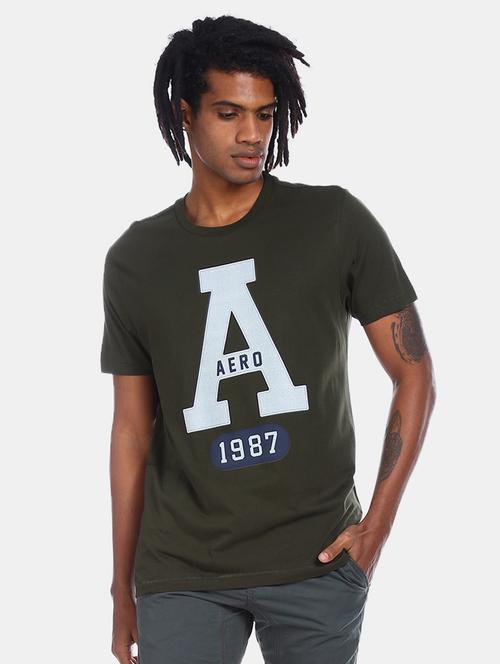 olive green front print t-shirt - 17570050 - Standard Image - 1
