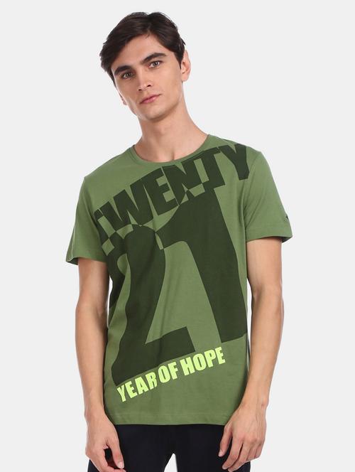 olive green printed t-shirt - 17570105 - Standard Image - 1