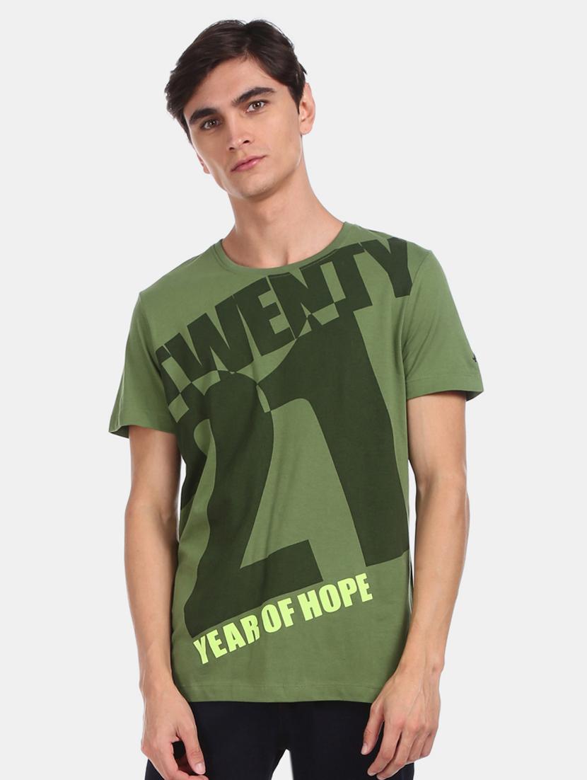 olive green printed t-shirt - 17570105 - Zoom Image - 1