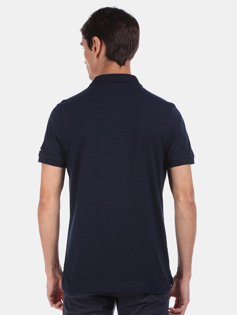 navy blue color block polo t-shirt - 17570195 - Zoom Image - 3