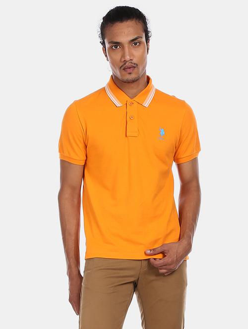 orange solid polo t-shirt - 17570231 - Standard Image - 1
