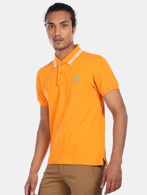 orange solid polo t-shirt - 17570231 - Standard Image - 2
