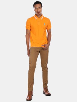 orange solid polo t-shirt - 17570231 - Standard Image - 4