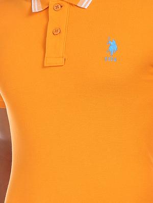 orange solid polo t-shirt - 17570231 - Standard Image - 5
