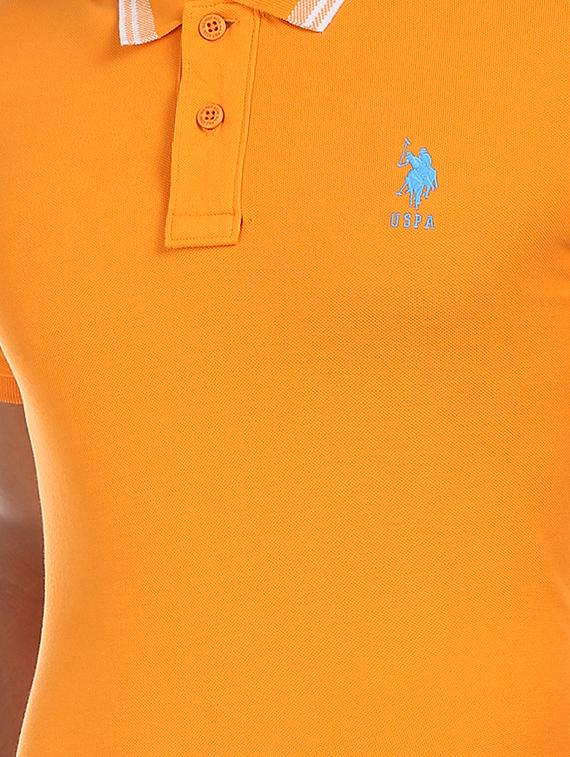 orange solid polo t-shirt - 17570231 - Zoom Image - 5