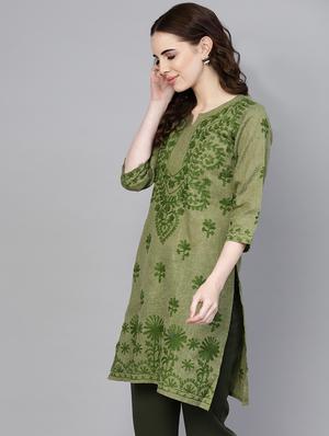 chikankari straight kurta - 17570253 - Standard Image - 2