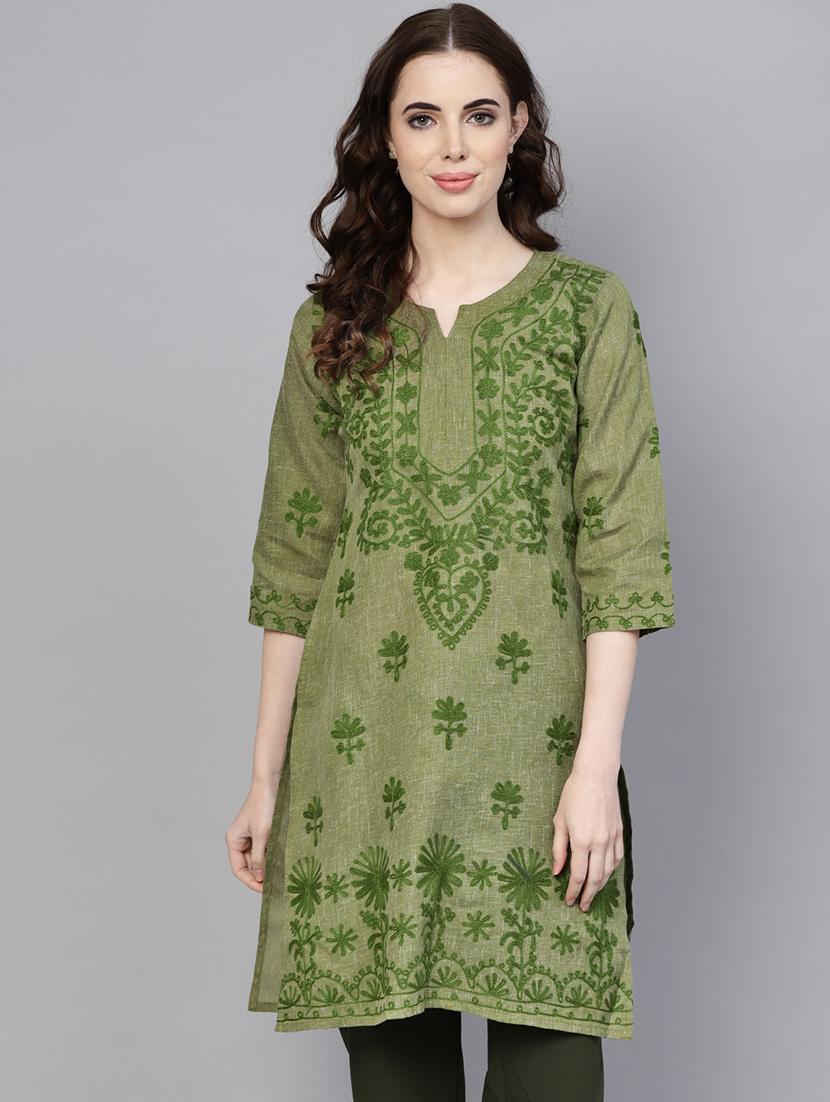 chikankari straight kurta - 17570253 - Zoom Image - 1
