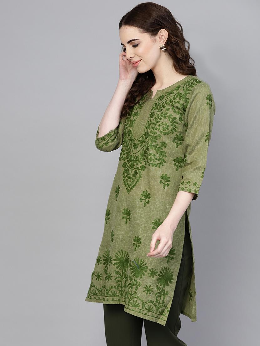 chikankari straight kurta - 17570253 - Zoom Image - 2