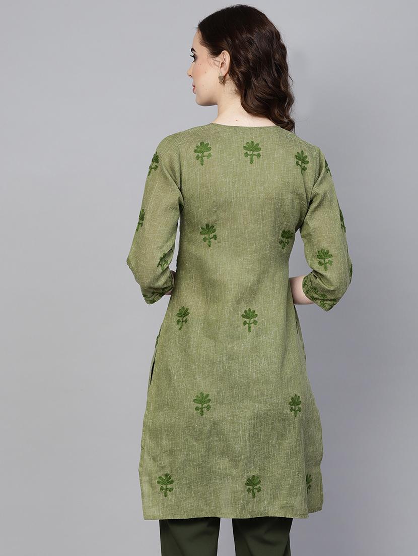 chikankari straight kurta - 17570253 - Zoom Image - 3