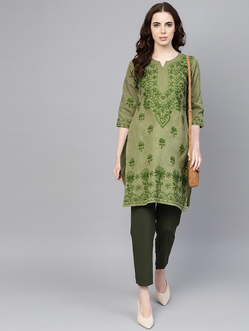chikankari straight kurta - 17570253 - Zoom Image - 4