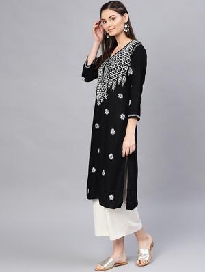 chikankari straight kurta - 17570263 - Standard Image - 2