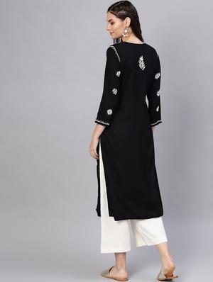 chikankari straight kurta - 17570263 - Standard Image - 3