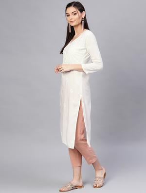 chikankari straight kurta - 17570264 - Standard Image - 2