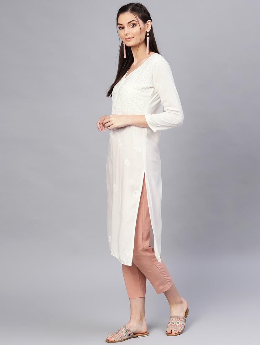 chikankari straight kurta - 17570264 - Zoom Image - 2