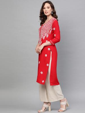 chikankari straight kurta - 17570265 - Standard Image - 2