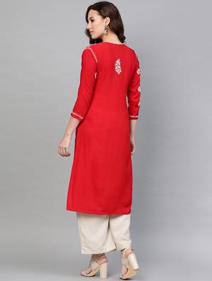 chikankari straight kurta - 17570265 - Standard Image - 3