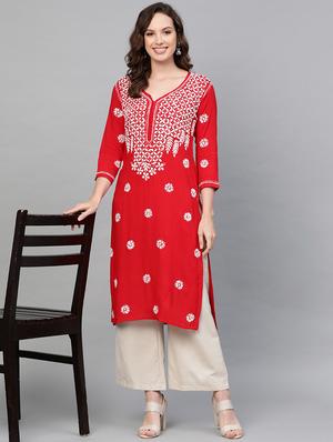 chikankari straight kurta - 17570265 - Standard Image - 4
