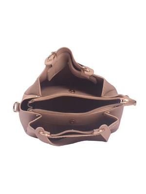 beige leatherette (pu) regular handbag - 17570297 - Standard Image - 3