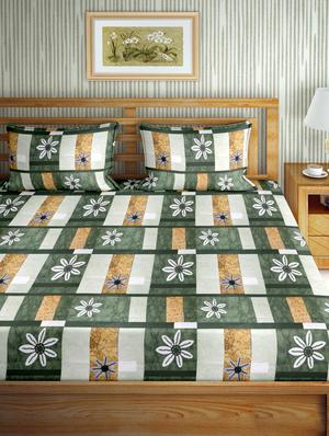 mysterious double bedsheet set king size 180 tc cotton green colour - 17570741 - Standard Image - 2