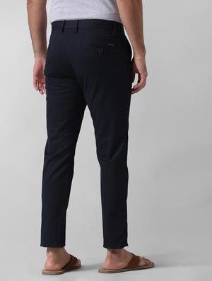 navy blue checkered flat front casual trouser - 17570820 - Standard Image - 3