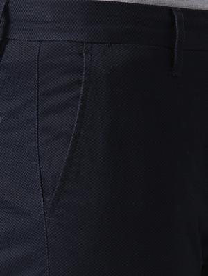 navy blue checkered flat front casual trouser - 17570820 - Standard Image - 5