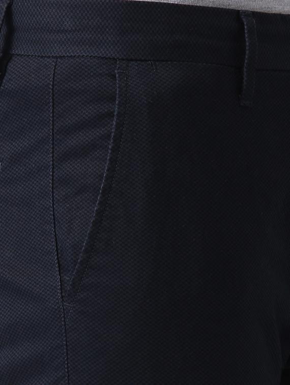navy blue checkered flat front casual trouser - 17570820 - Zoom Image - 5