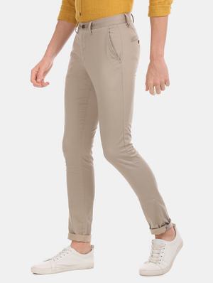 beige solid chinos - 17570823 - Standard Image - 2