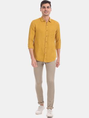 beige solid chinos - 17570823 - Standard Image - 4