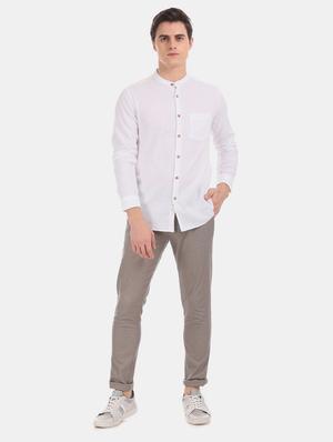white solid casual shirt - 17570836 - Standard Image - 4