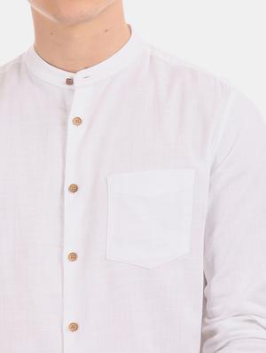 white solid casual shirt - 17570836 - Standard Image - 5