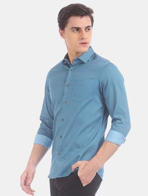 blue printed casual shirt - 17570900 - Standard Image - 2
