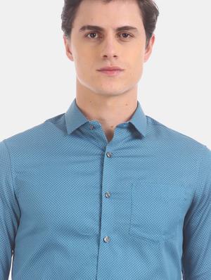 blue printed casual shirt - 17570900 - Standard Image - 5