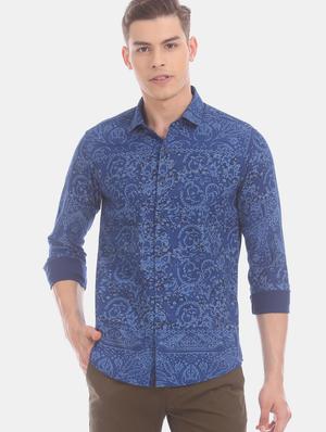 blue printed casual shirt - 17570921 - Standard Image - 2