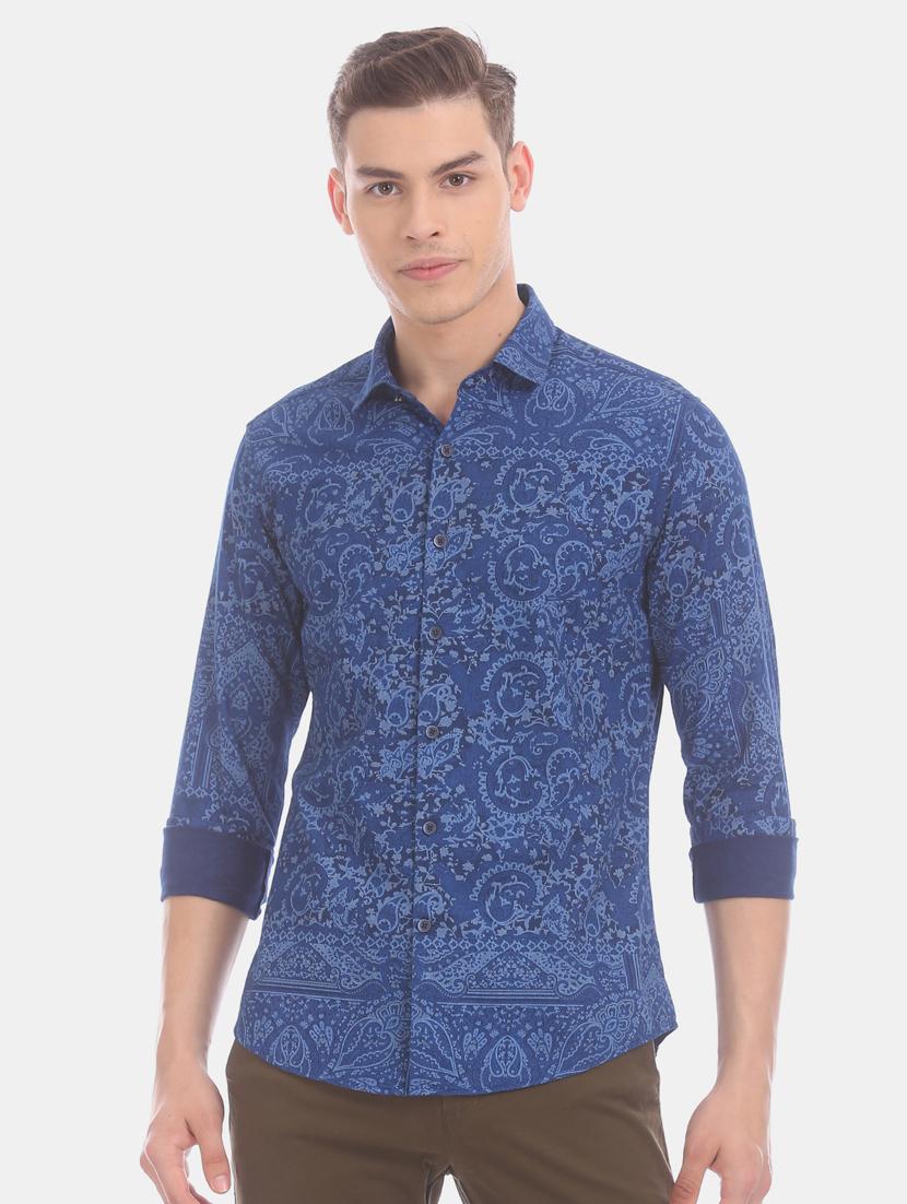 blue printed casual shirt - 17570921 - Zoom Image - 1