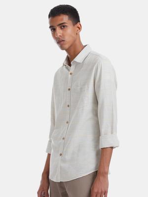 grey striped casual shirt - 17570924 - Standard Image - 2