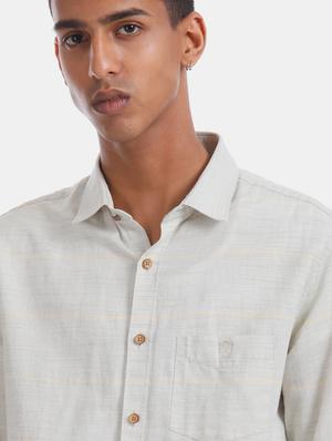 grey striped casual shirt - 17570924 - Standard Image - 5