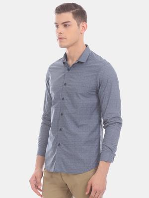 blue printed casual shirt - 17570968 - Standard Image - 2