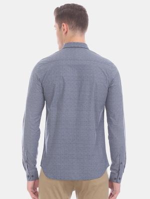 blue printed casual shirt - 17570968 - Standard Image - 3