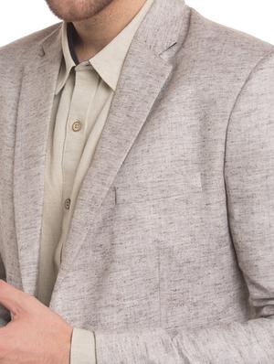 beige solid single breasted casual blazer - 17570984 - Standard Image - 3