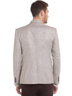 beige solid single breasted casual blazer - 17570984 - Standard Image - 4