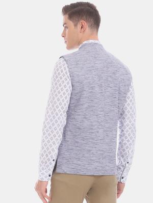 blue self design nehru jacket - 17571043 - Standard Image - 3
