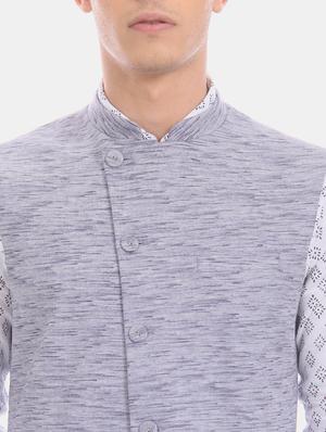 blue self design nehru jacket - 17571043 - Standard Image - 5
