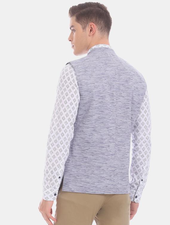 blue self design nehru jacket - 17571043 - Zoom Image - 3