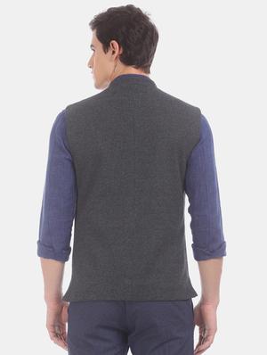 grey self design nehru jacket - 17571053 - Standard Image - 3