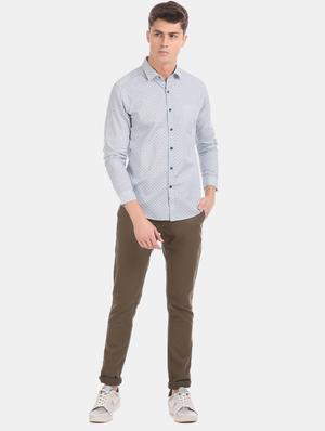 olive green solid chinos - 17571063 - Standard Image - 4