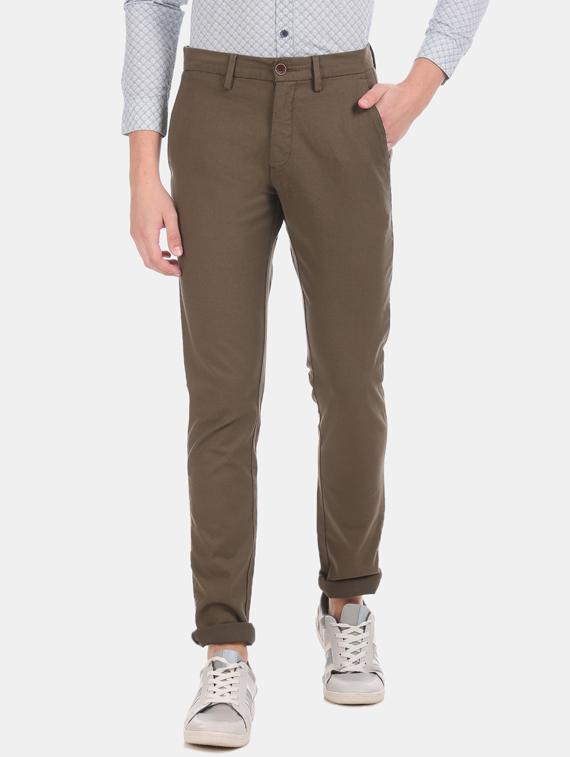olive green solid chinos - 17571063 - Zoom Image - 1