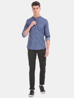 black solid flat front casual trouser - 17571066 - Standard Image - 4