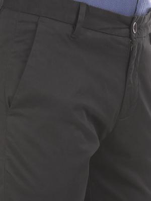 black solid flat front casual trouser - 17571066 - Standard Image - 5